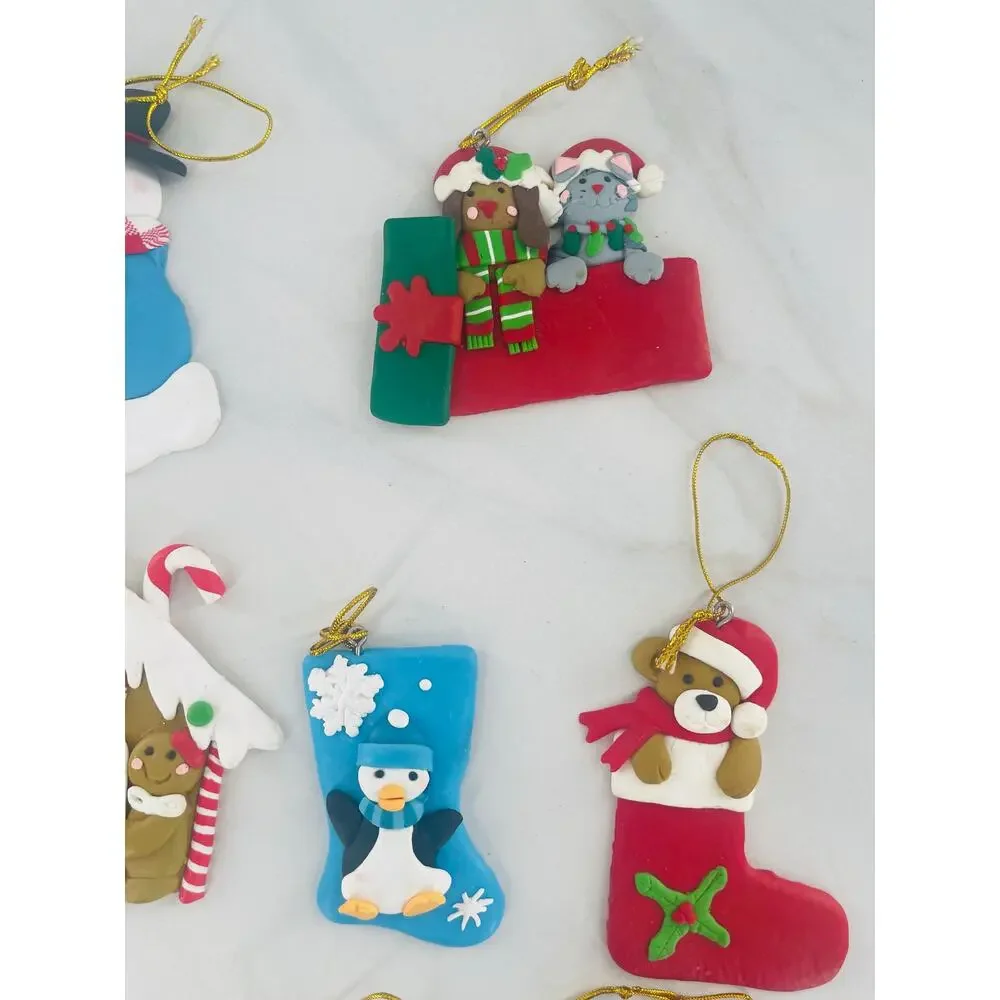 Set of 11 Christmas Clay Ornaments